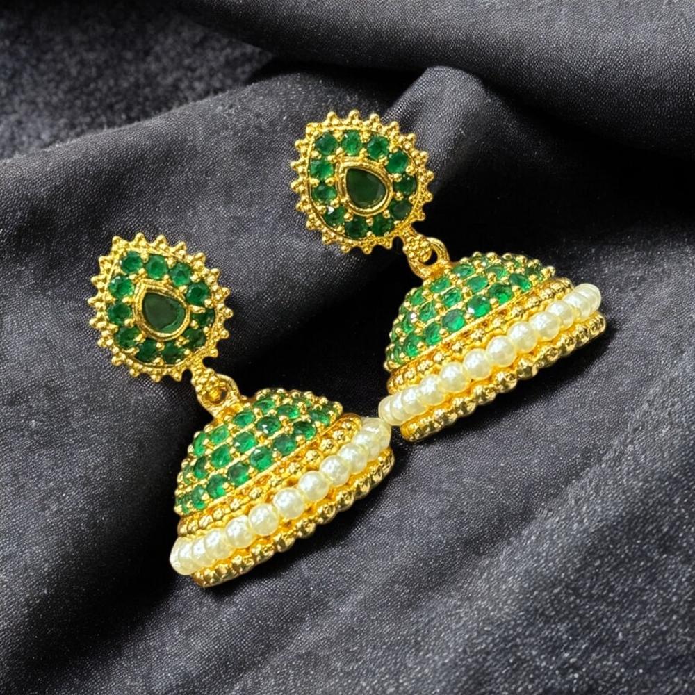 Sona Covering Austrian  Stone And Pearl Drop Jhumki Earrings