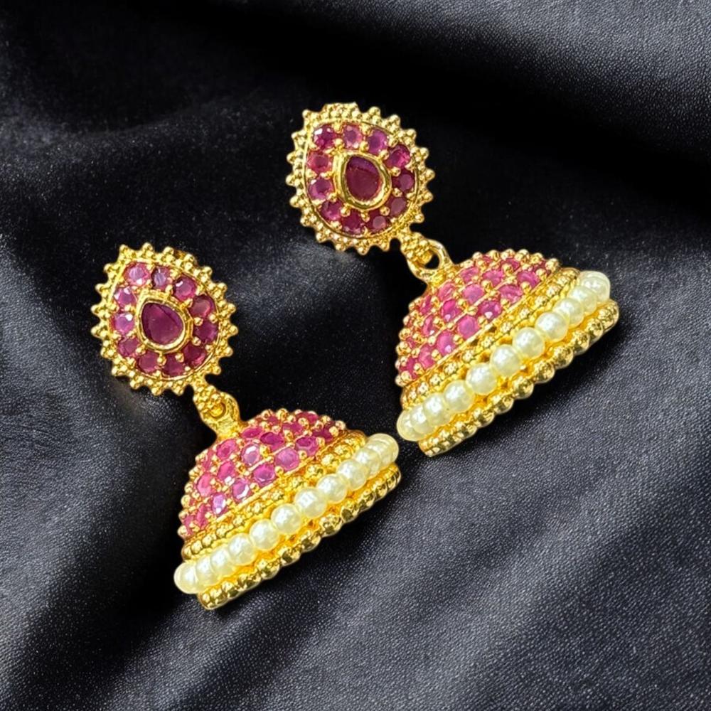 Sona Covering Austrian  Stone And Pearl Drop Jhumki Earrings