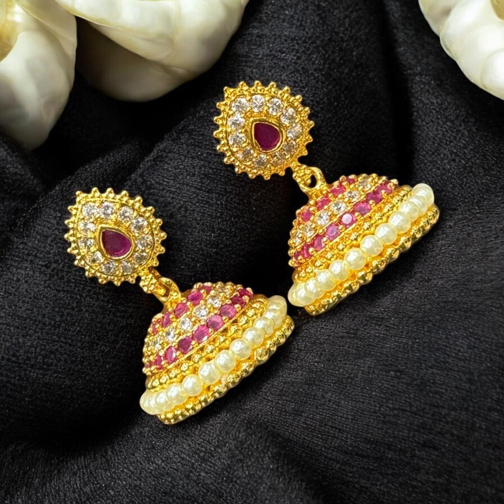 Sona Covering Austrian  Stone And Pearl Drop Jhumki Earrings