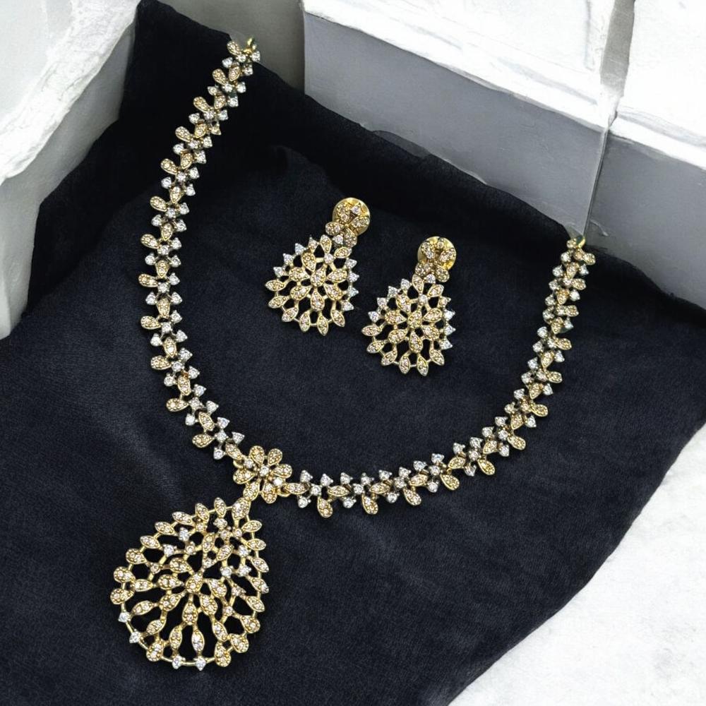 Sona Covering Antique Finish Austrian Stone Necklace Set