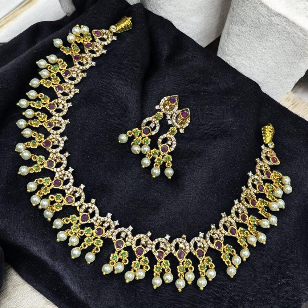 Sona Covering Antique Finish Austrian Stone Necklace Set