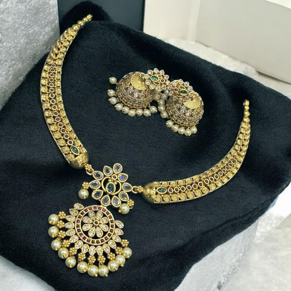 Sona Covering Antique Finish Austrian Stone Necklace Set