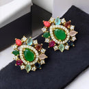 Sona Covering Elegant Gold Plated Crystal Stone Studs Earrings