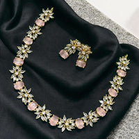 Sona Covering Timeless Shine Gold Plated Crystal Stone Necklace Set