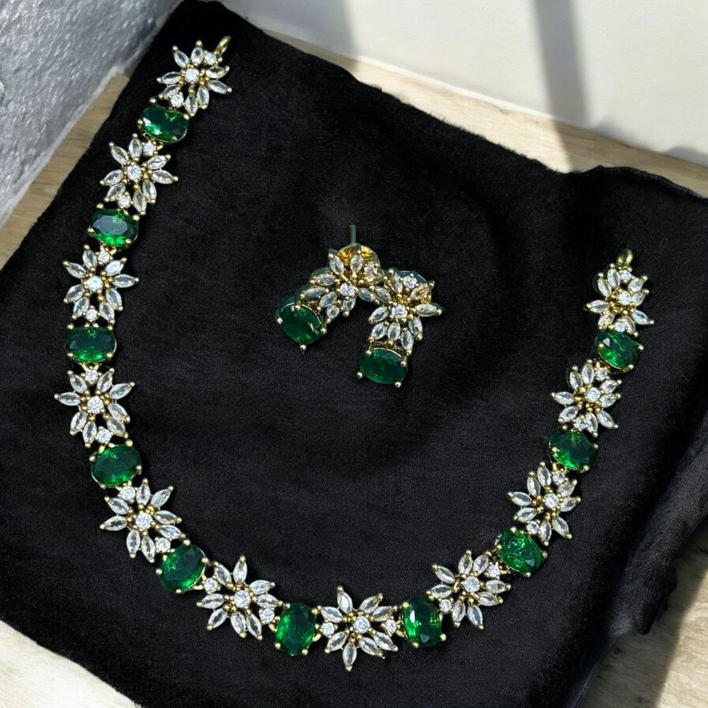 Sona Covering Timeless Shine Gold Plated Crystal Stone Necklace Set