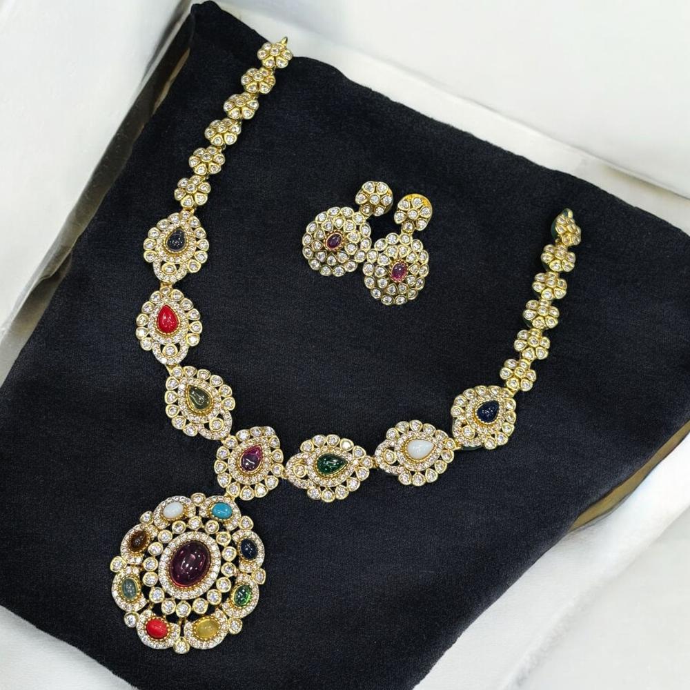 Sona Covering Elegant Austrian Stone And Crystal Beads Necklace Set with Earrings