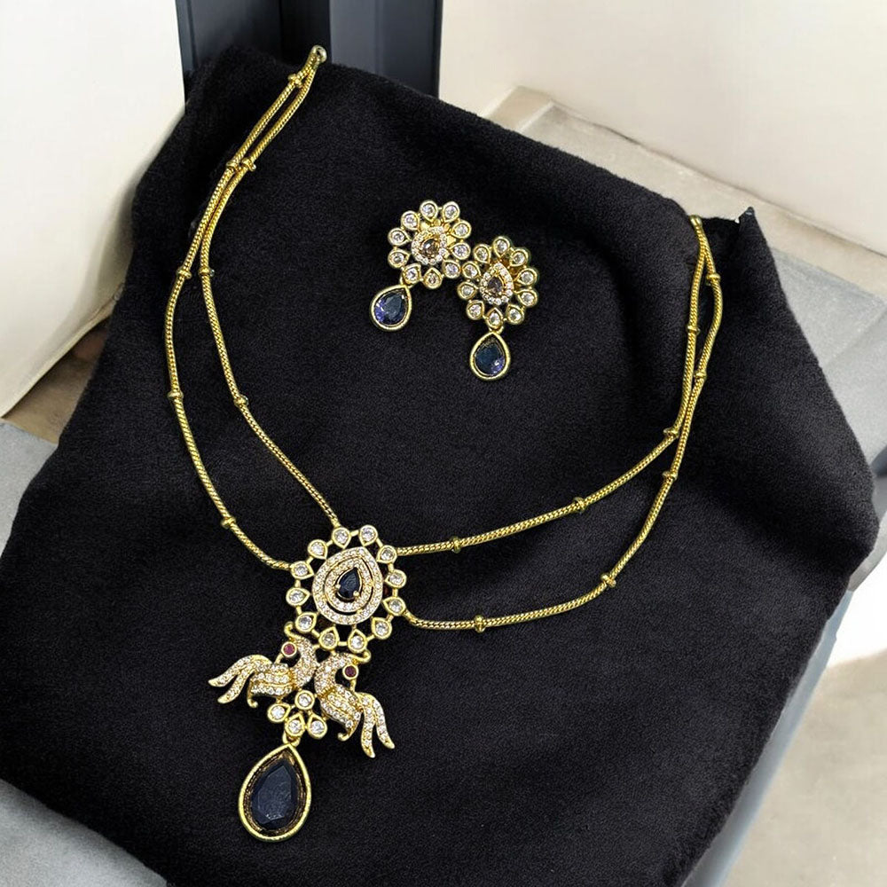 Sona Covering Elegant Austrian And Crystal Stone Necklace with Matching Earrings