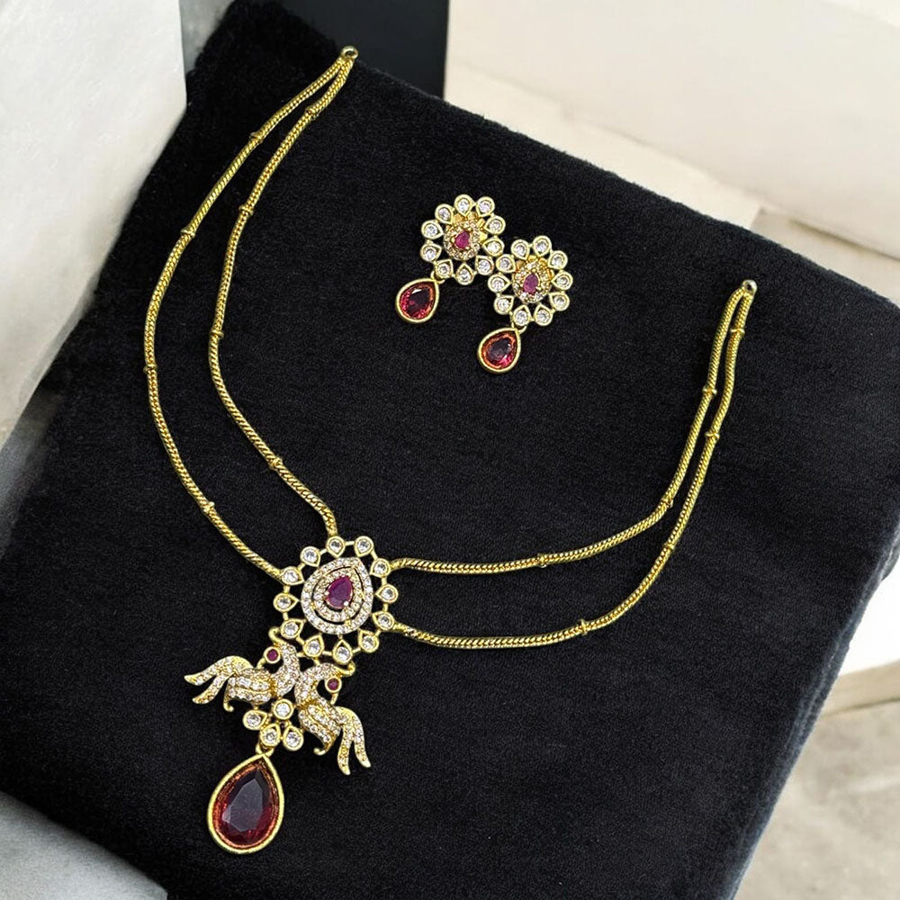 Sona Covering Elegant Austrian And Crystal Stone Necklace with Matching Earrings