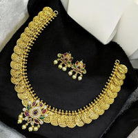 Sona Covering Stylish Pota Stone Temple Necklace Set For Every Festive And Wedding Wear