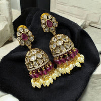 Sona Covering Antique Style Polki Kundan Pearl Earrings Perfect for Special Occasions