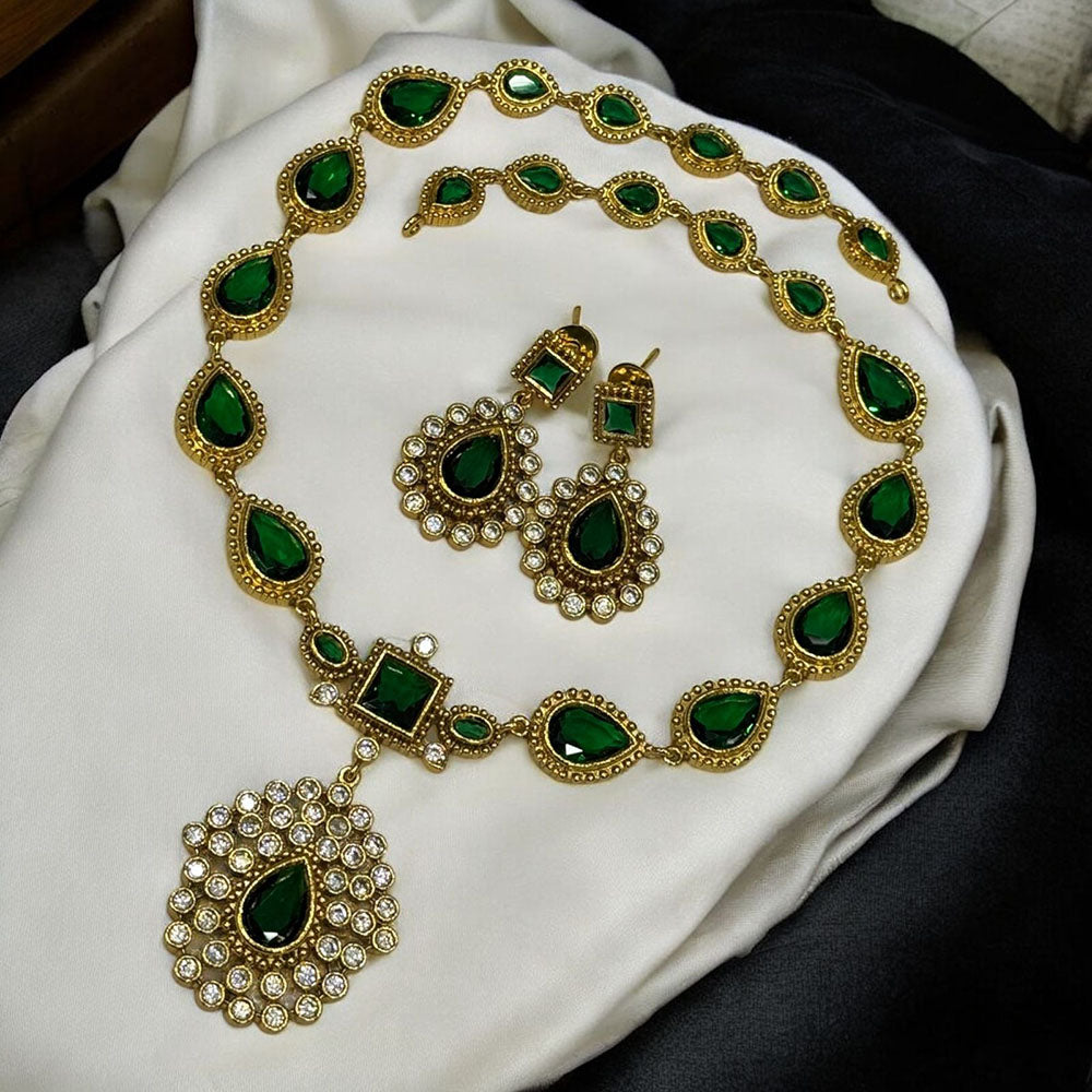 Sona Covering Elegant Austrian And Crystal Stone Necklace with Matching Earrings