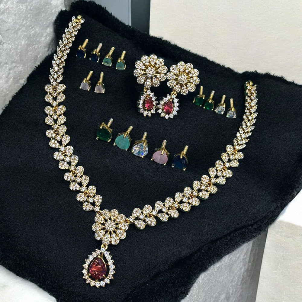 Sona Covering Elegant Austrian And Crystal Stone Necklace with Matching Earrings