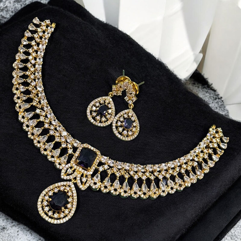 Sona Covering American Diamond Necklace Set with Matching Earrings