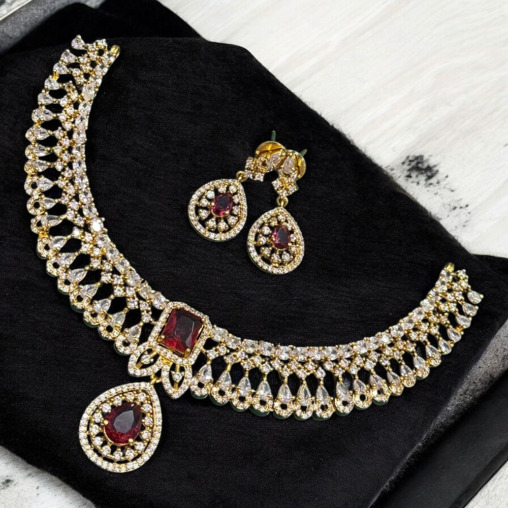 Sona Covering American Diamond Necklace Set with Matching Earrings