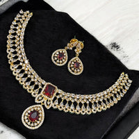 Sona Covering American Diamond Necklace Set with Matching Earrings