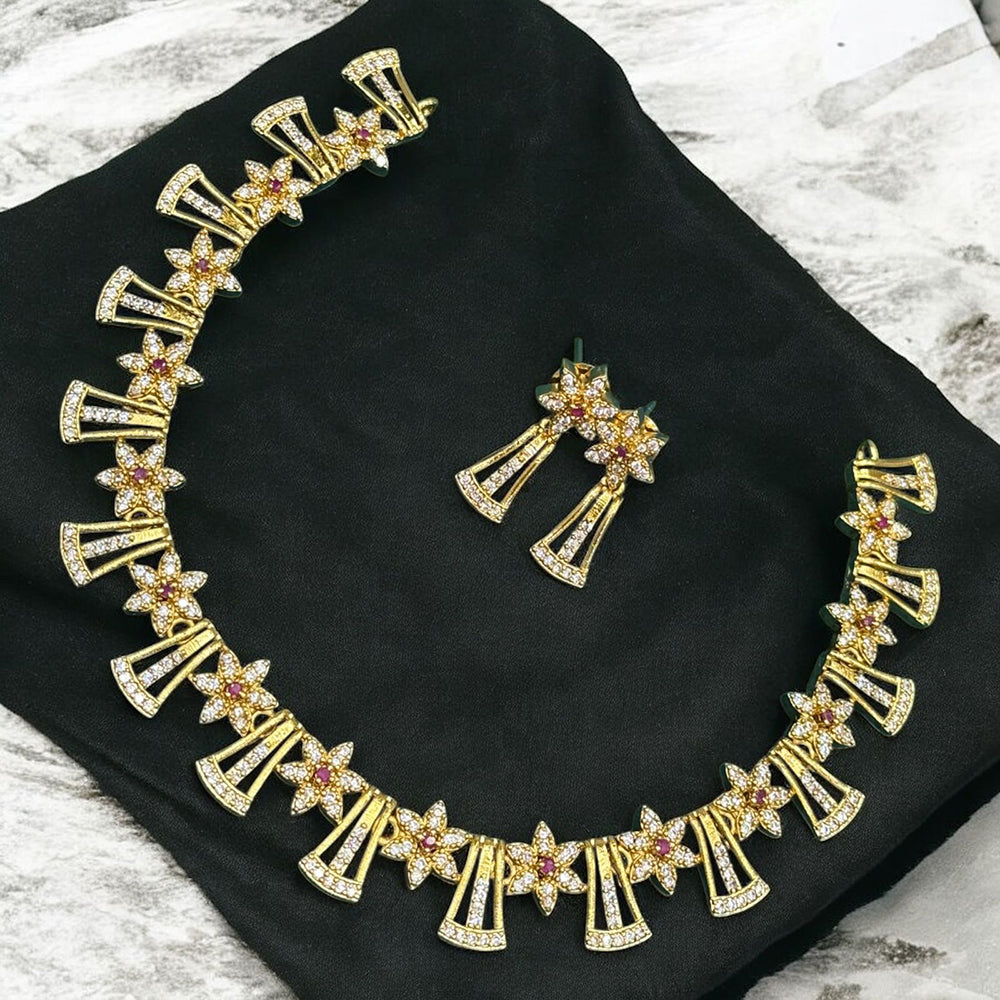 Sona Covering Design Floral Design with Austrian Stone Necklace set
