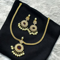 Sona Covering Classic Pearl Drop with Intricate Stonework Necklace Set 