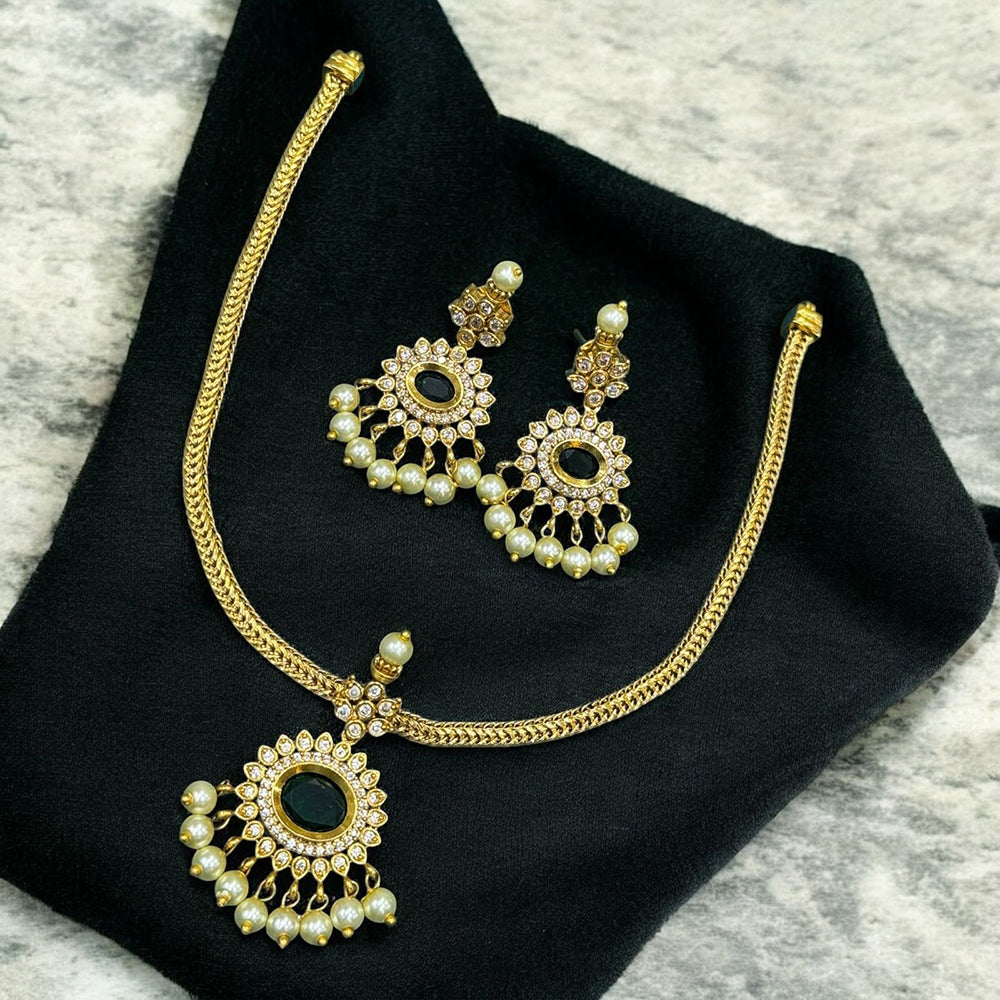 Sona Covering Classic Pearl Drop with Intricate Stonework Necklace Set