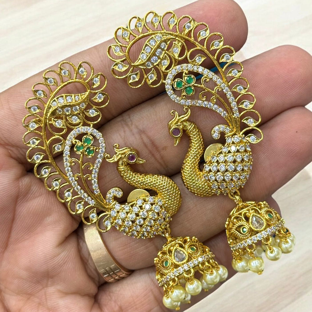 Sona Covering Royal Austrian Stone And Pearl Jhumki Earrings