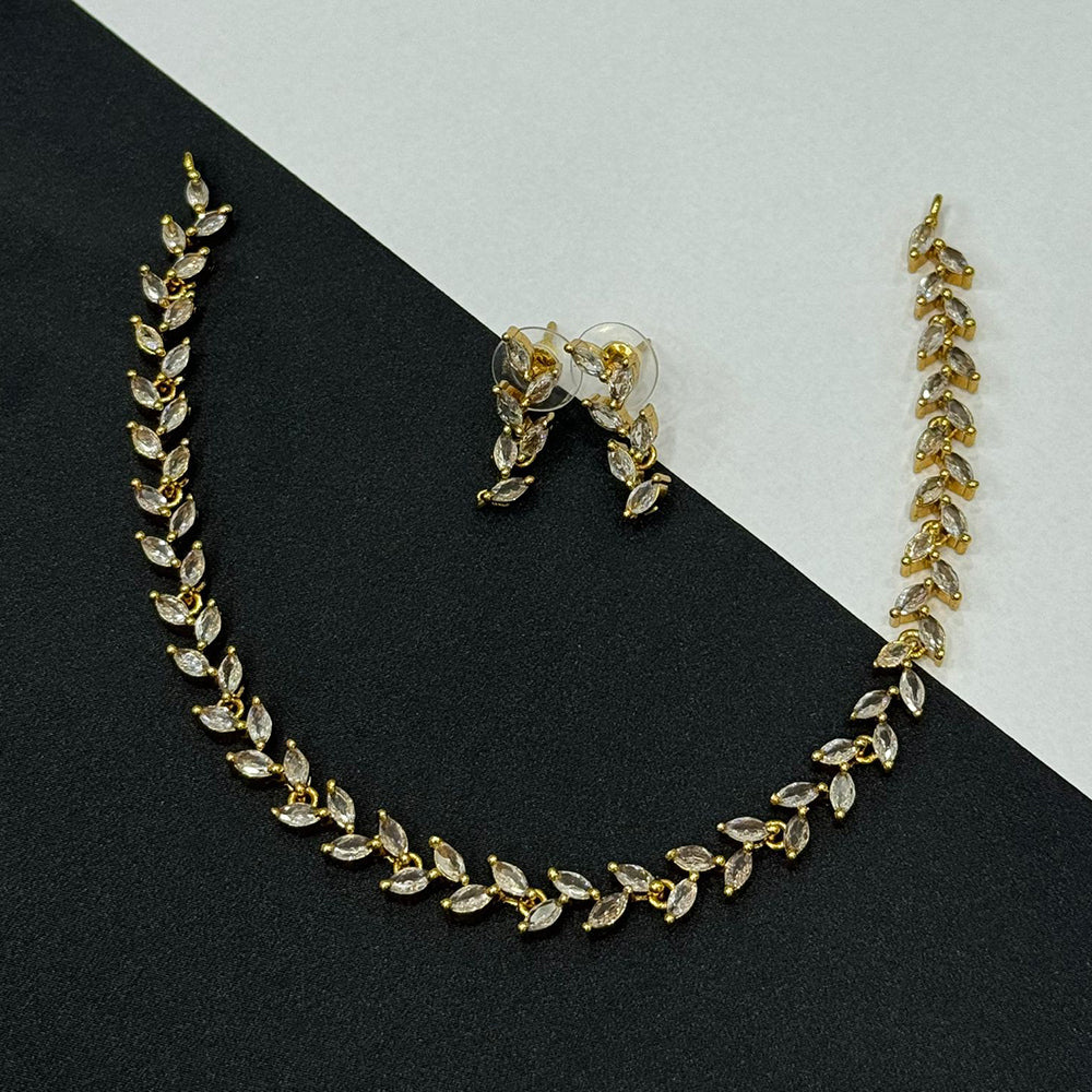 Sona Covering Lightweight Crystal Stone Necklace Set Of Party Wear