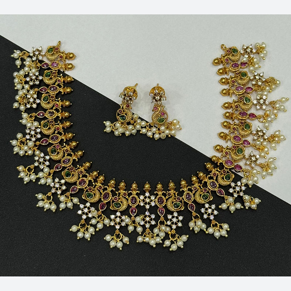 Sona Covering Gorgeous Pota Stone And Pearl Wedding Necklace Set