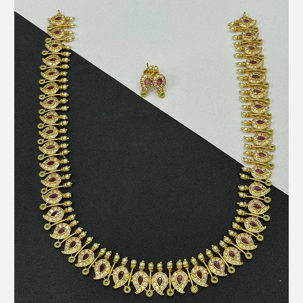 Sona Covering Lightweight Austrian Stone Long Necklace Set Of Party Wear