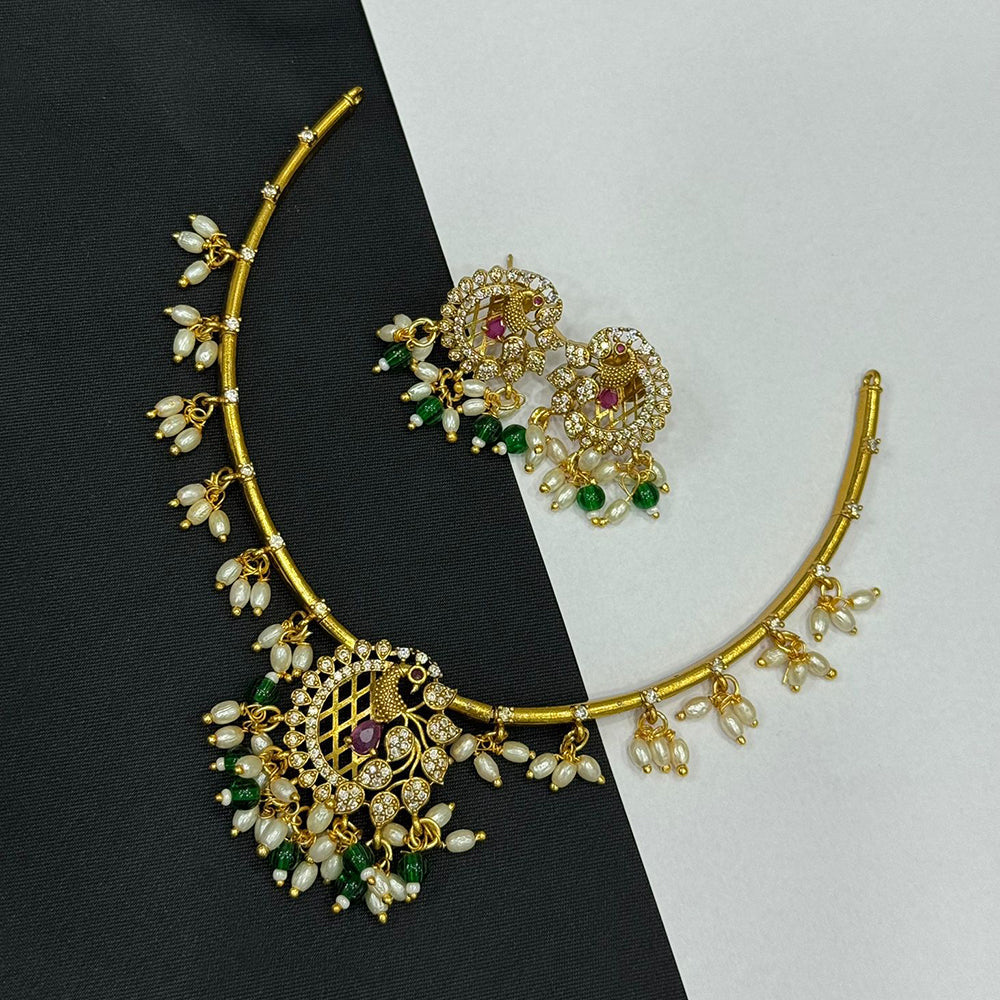 Sona Covering Luxury Austrian Stone With Pota Stone Pearl Necklace Set