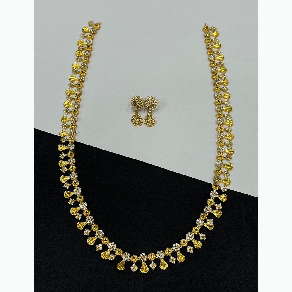Sona Covering Lightweight Austrian Stone Long Necklace Set Of Party Wear