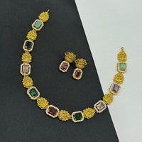 Sona Covering Elegant Crystal And Austrian Stone Temple Necklace Set