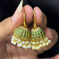 Sona Covering Gold Plated Pota And Austrian Stone Pearls Jhumki Earrings