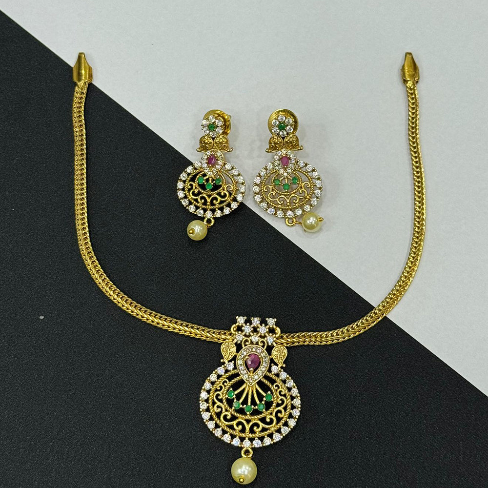 Sona Covering Luxury Austrian and Pota Stone with Pearl Necklace Set