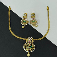 Sona Covering Luxury Austrian and Pota Stone with Pearl Necklace Set