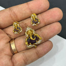 Sona Covering Load Ganesha Idol with Crystal Stone Pendant Set
