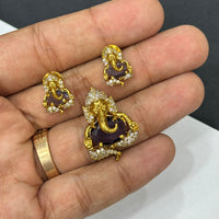 Sona Covering Load Ganesha Idol with Crystal Stone Pendant Set