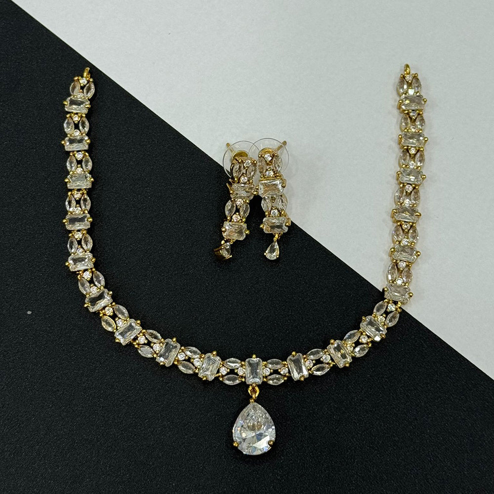 Sona Covering Elegant Crystal Necklace Set with Pretty Earrings