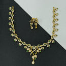Sona Covering Leaves Design Elegant Austrian Stone Necklace Set 