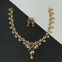 Sona Covering Leaves Design Elegant Austrian Stone Necklace Set