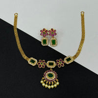 Sona Covering Royal Elegance Pota Stone with Pearl Necklace Set