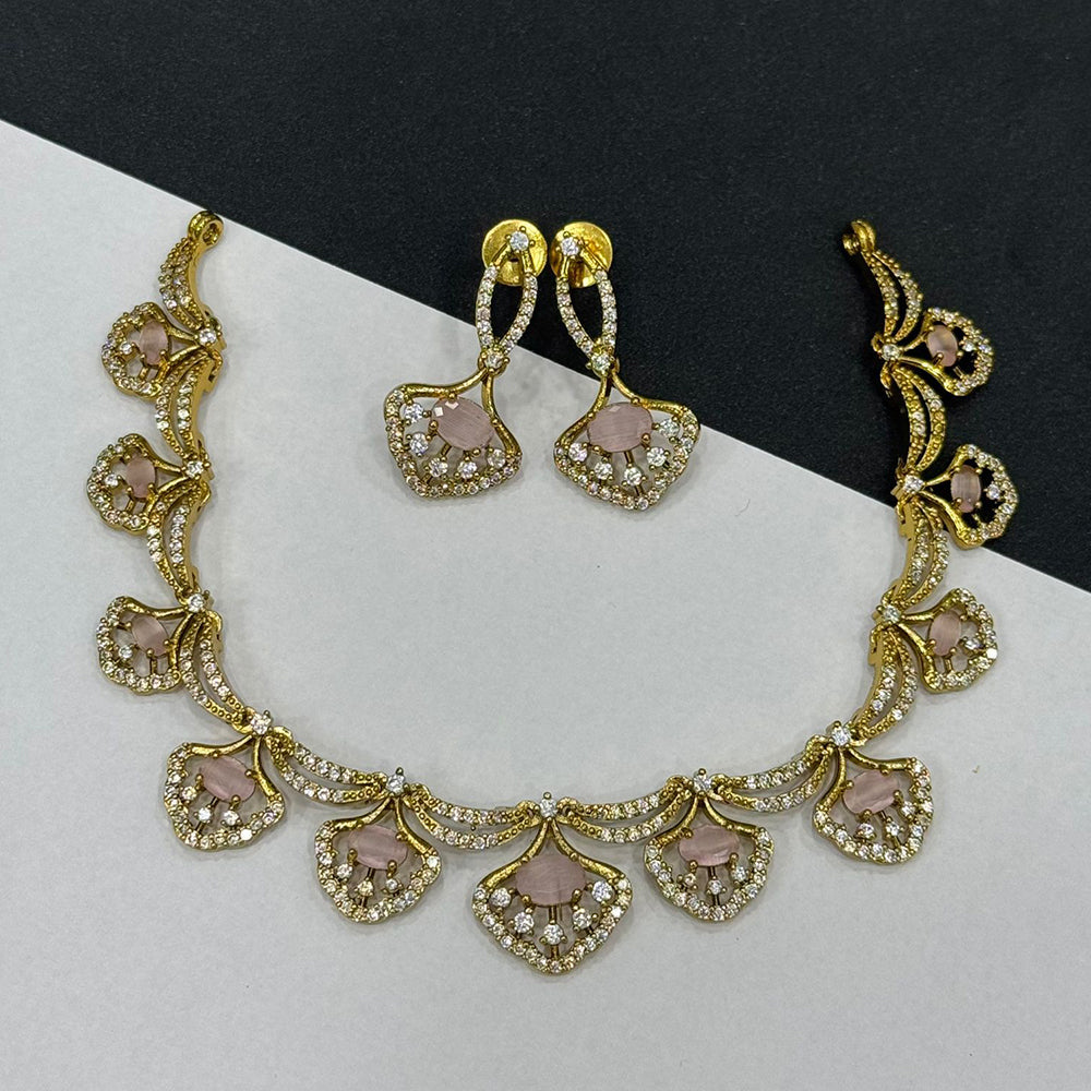 Sona Covering Tribal Fusion American Diamond And Austrian Stone Necklace Set