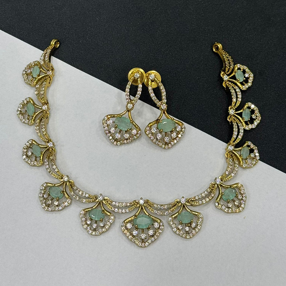 Sona Covering Tribal Fusion American Diamond And Austrian Stone Necklace Set