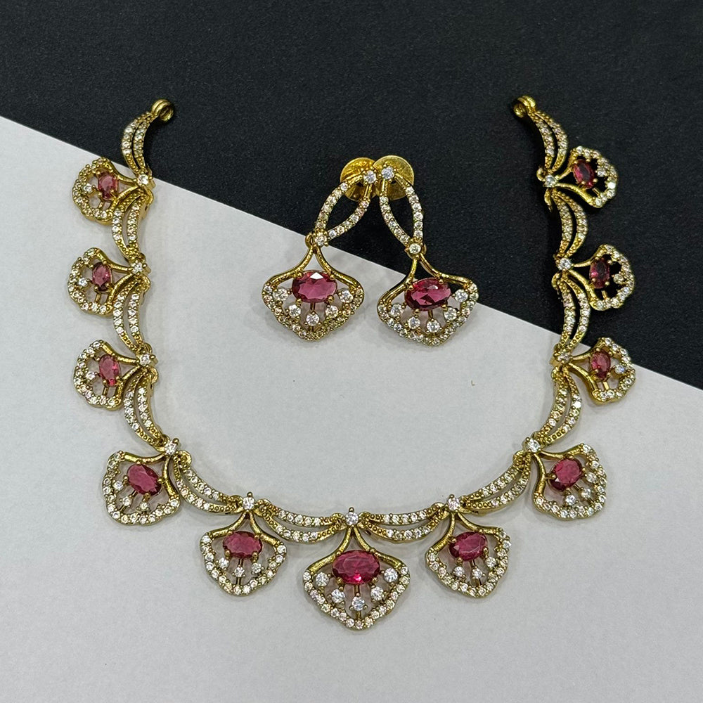 Sona Covering Tribal Fusion American Diamond And Austrian Stone Necklace Set