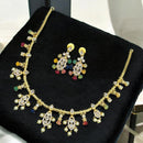 Sona Covering Designer Colorful Crystal  Stone Necklace Set