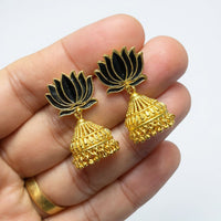 Sona Covering Elegant Lotus Motif Jhumki Earrings