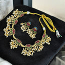 Sona Covering Luxury Pota Stone And Pearl Statement Necklace Set