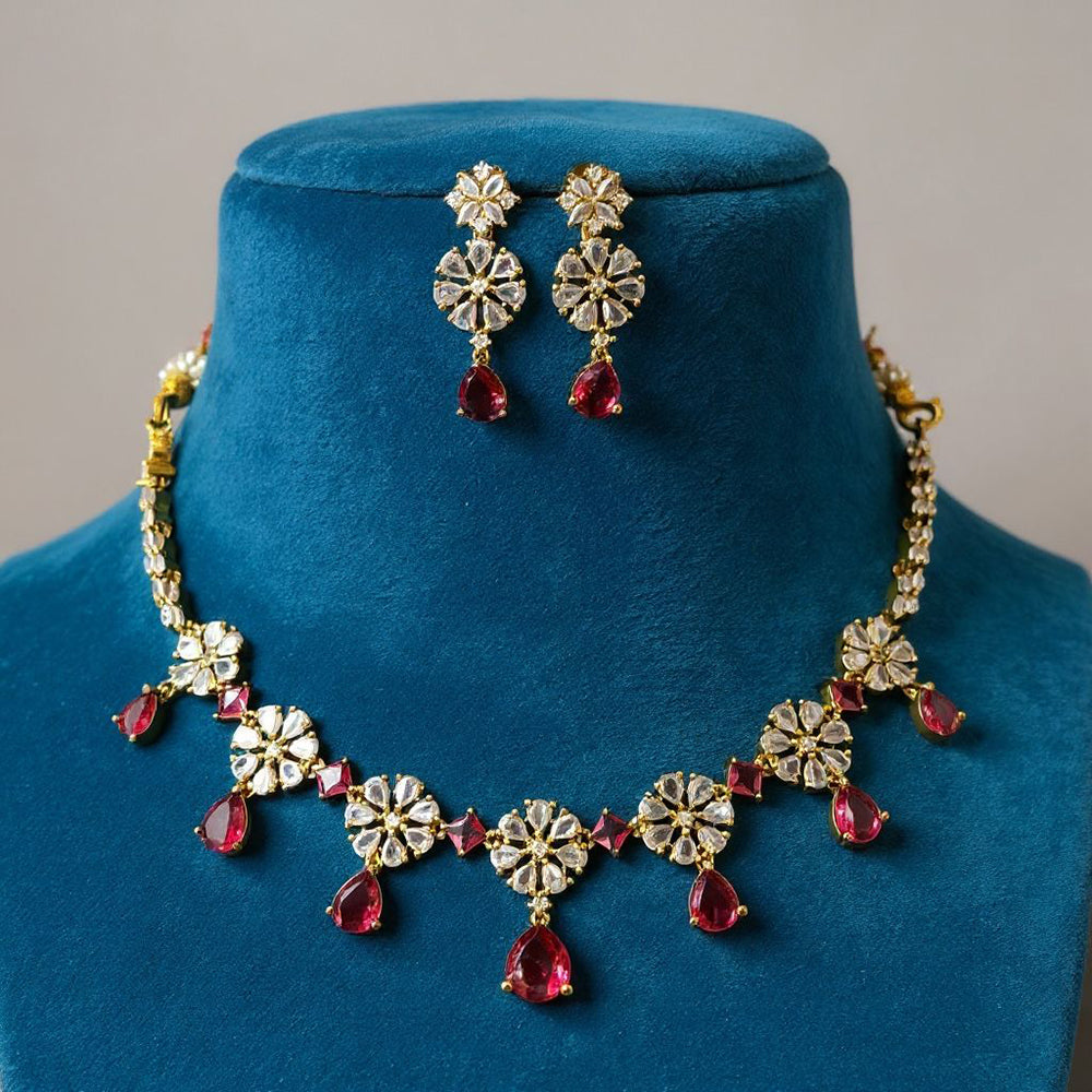 Sona Covering Sparkling Crystal Stone Necklace Jewellery Set