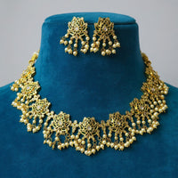 Sona Covering Classic Pota Stone And Pearl Lotus Necklace Set