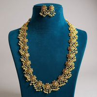 Sona Covering Classic Pota Stone And Pearl Lotus Long Necklace Set