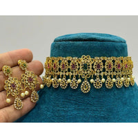 Sona Covering Glamorous Austrian Stone Pearl Choker Necklace Set