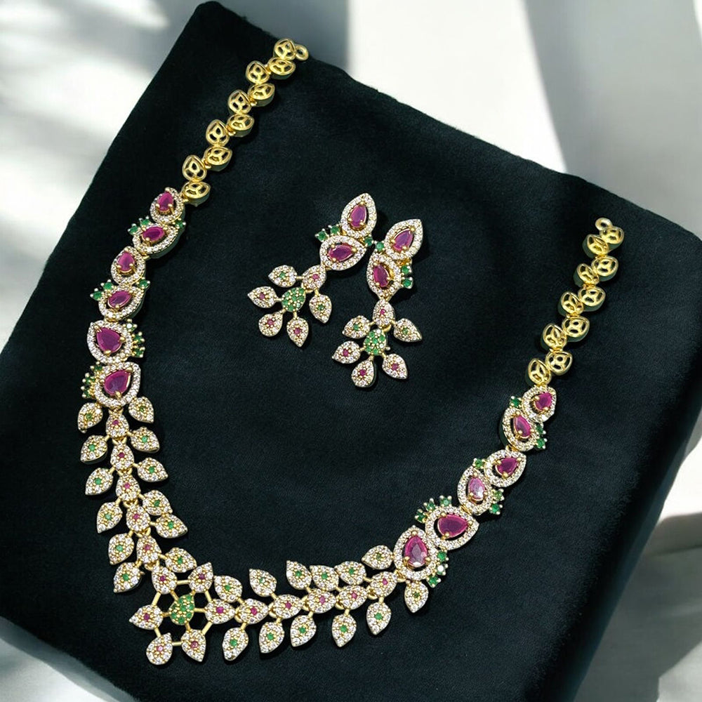 Sona Covering Premium American Diamond And Austrian Stone Necklace Set