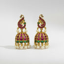 Sona Covering Premium Pota Stone Pearl Jhumki Earrings